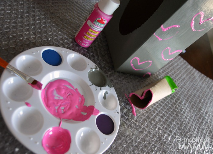 How to Make a Valentine Box Robot - Stamping Hearts - B-Inspired Mama