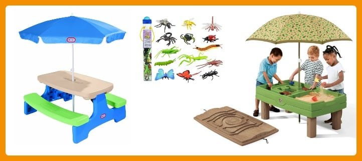 24 Fun Finds for Kids Outdoor Play - Sand Table and Picnic Table - at B-Inspired Mama