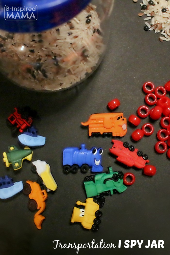 A DIY Transportation I Spy Jar for Preschoolers at B-Inspired Mama