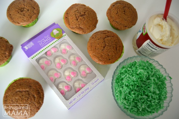 Icing our Bunny Nutt Easter Cupcakes - A Kids in the Kitchen Recipe at B-Inspired Mama