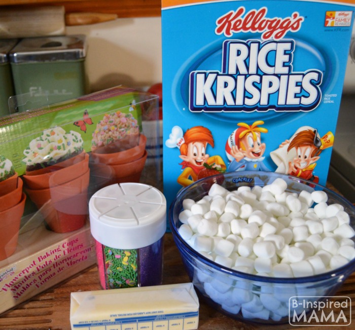 Ingredients for Our Spring Flower Pot Rice Krispies Treats at B-Inspired Mama