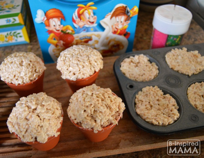 Making our Spring Flower Pot Rice Krispies Treats at B-Inspired Mama