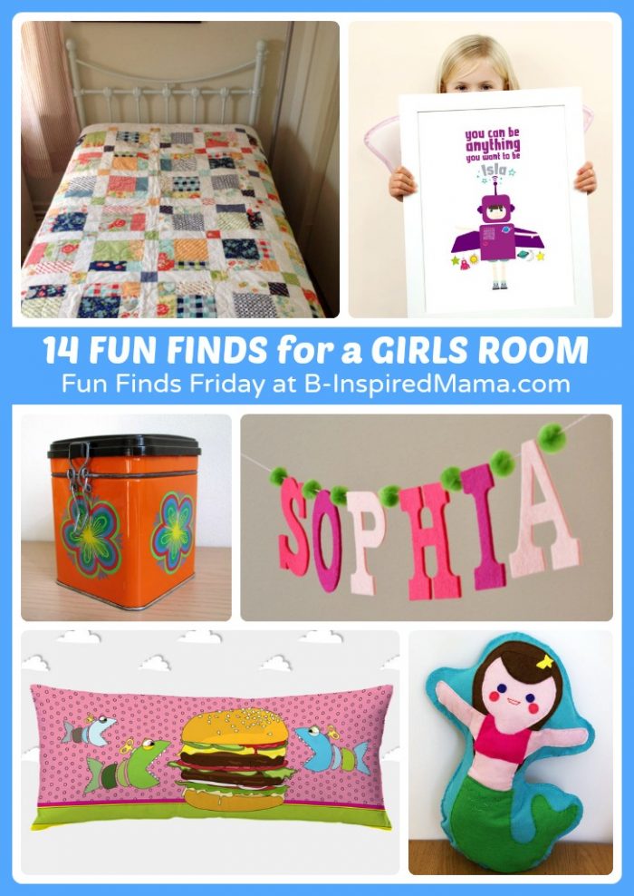 14 Fun Finds - Girls Room Ideas - Part of Fun Finds Friday at B-Inspired Mama