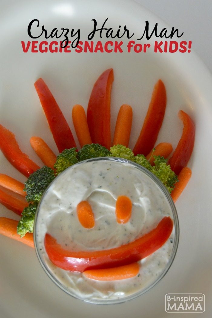 Crazy Hair Man Vegetable Snack for Kids at B-Inspired Mama