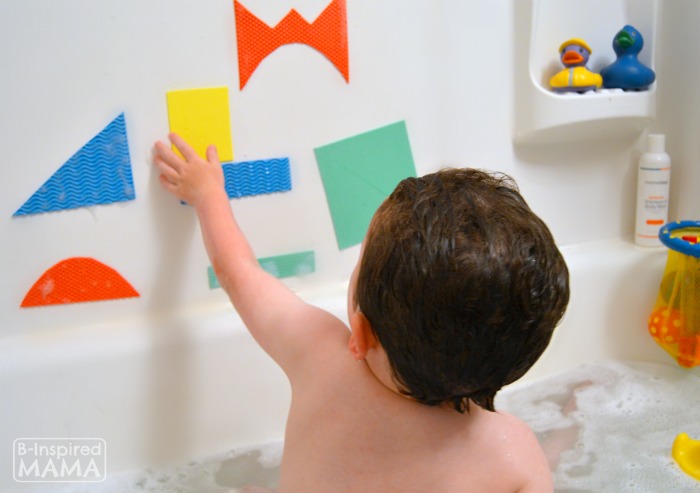 Making Abstract Art with Simple DIY Kids Bath Shapes - at B-Inspired Mama