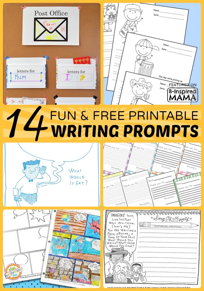 14+ Fun and Free Printable Writing Prompts for Kids at B-Inspired Mama