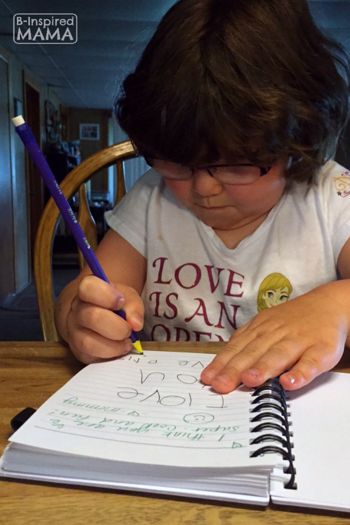 Writing in Our Together Journal + Printable Writing Prompts for Kids at B-Inspired Mama