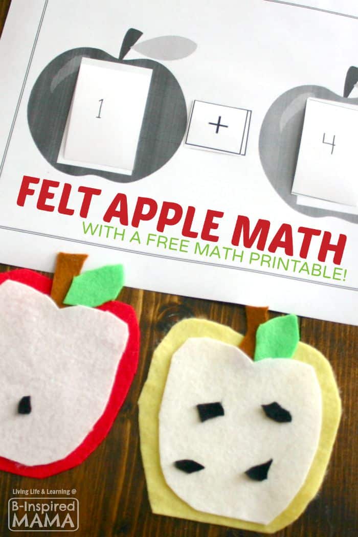 Felt Apple Math Activity + Free Math Printable at B-Inspired Mama