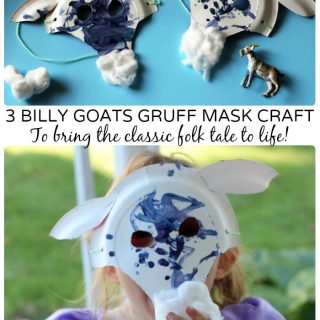 A Fun Three Billy Goats Gruff Paper Plate Mask Craft for Kids - B-Inspired Mama