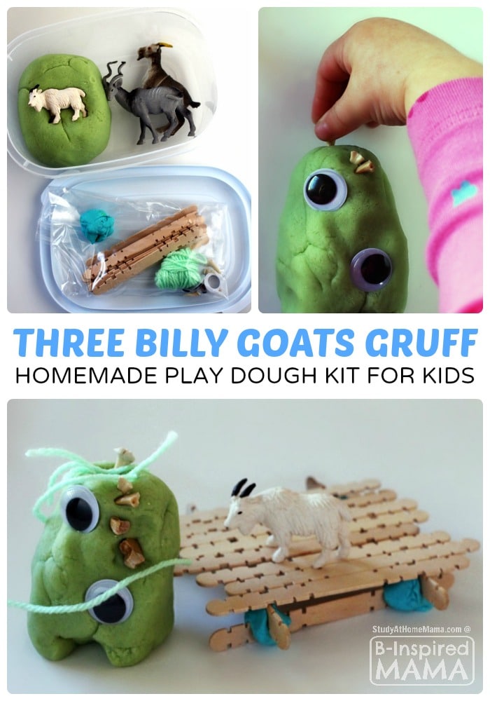 Three Billy Goats Gruff Homemade Play Dough Kit for Kids - at B-Inspired Mama