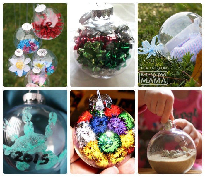 21 Homemade Christmas Ornaments Using Clear Fillable Ball Ornaments - B-Inspired Mama