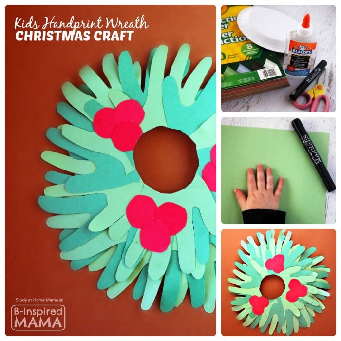 Cute Kids Handprint Wreath Christmas Craft