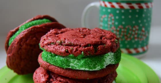 Easy Red Velvet Christmas Cookie Sandwiches - B-Inspired Mama