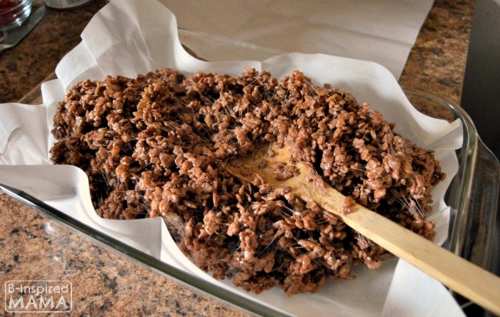 Triple Chocolate Rice Krispies Treats - Using Parchment Paper - at B-Inspired Mama