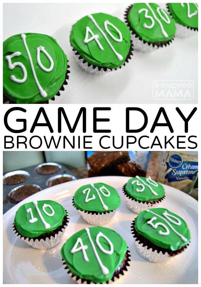 Easy Game Day Brownie Cupcakes - Our New Football Game Watching Tradition - at B-Inspired Mama