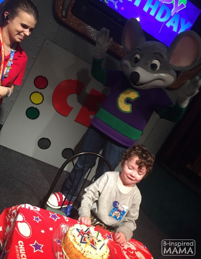 JC's No Stress Chuck E Cheese's Birthday Party - Celebrating with Chuck E - at B-Inspired Mama