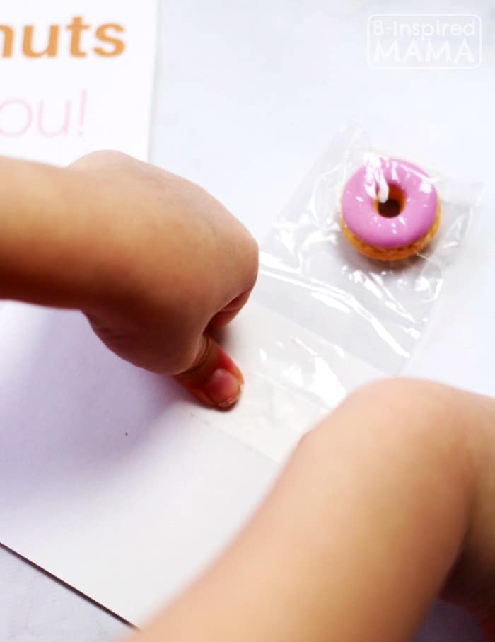 Making Our Donuts Valentines - Free Printable Valentines to Pair with Real Donuts or Donut Erasers - at B-Inspired Mama