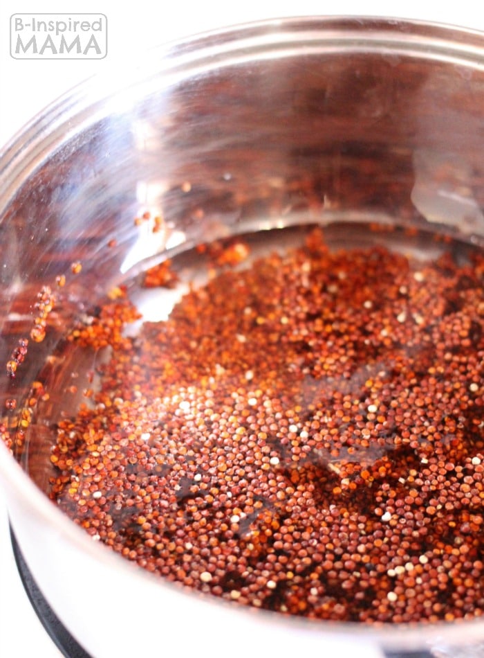 Quicken and Red Quinoa Salad - Preparing the Red Quinoa - B-Inspired Mama