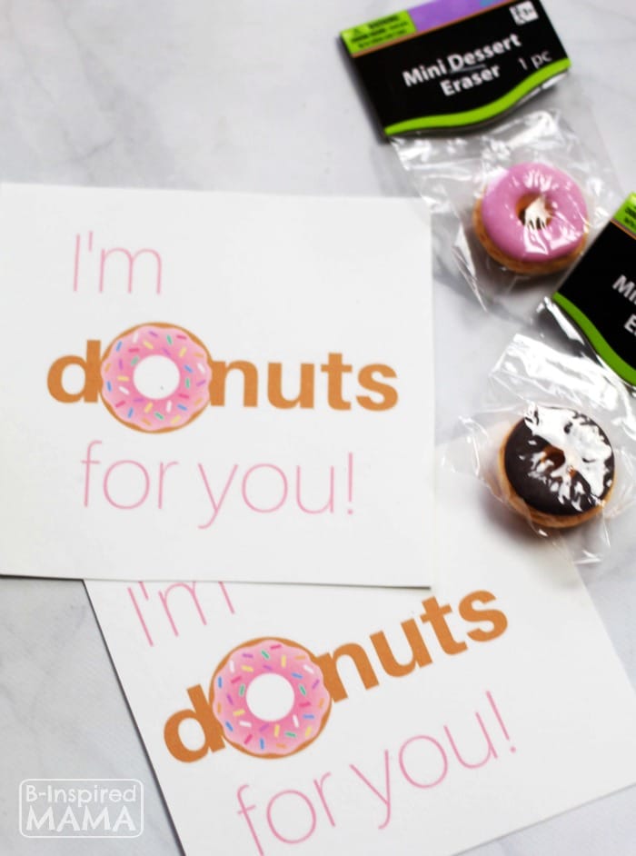 Supplies for Your Donut Valentines + Free Printable Valentines to Pair with Real Donuts or Donut Erasers - at B-Inspired Mama