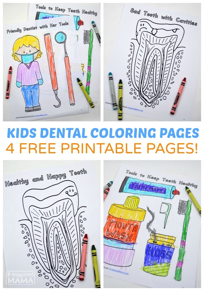 4 Free Dental Coloring Pages for Kids - at B-Inspired Mama