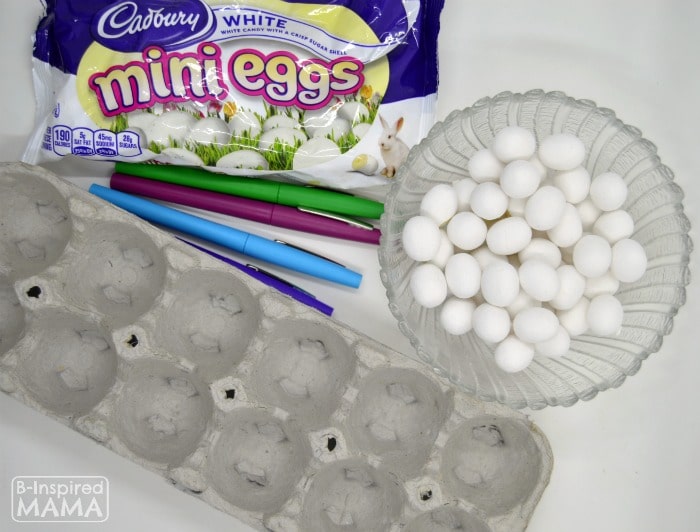 Supplies for a Fun Easter Candy Counting Game - at B-Inspired Mama