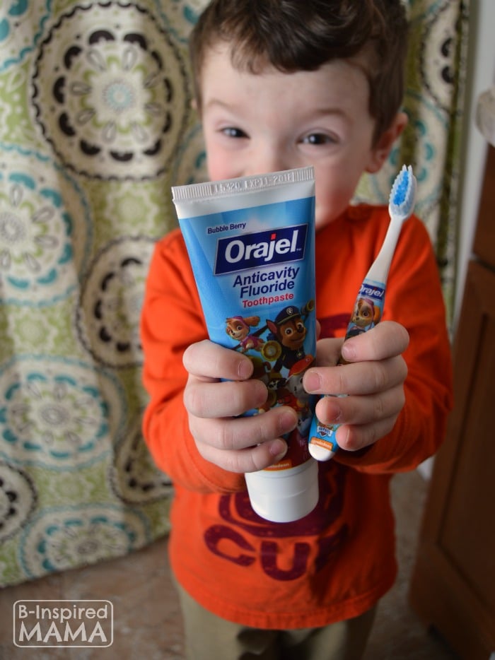 JC using his new Bedtime Routine Chart and Brushing his Teeth - at B-Inspired Mama