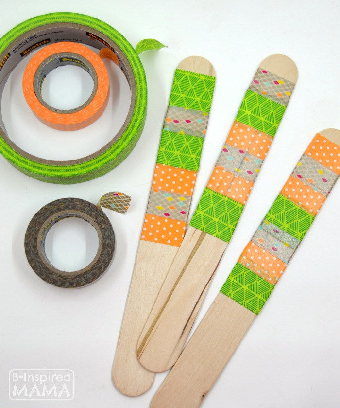 DIY Garden Markers - Easy Enough for Kids - Using Colorful Patterned Washi Tape - at B-Inspired Mama