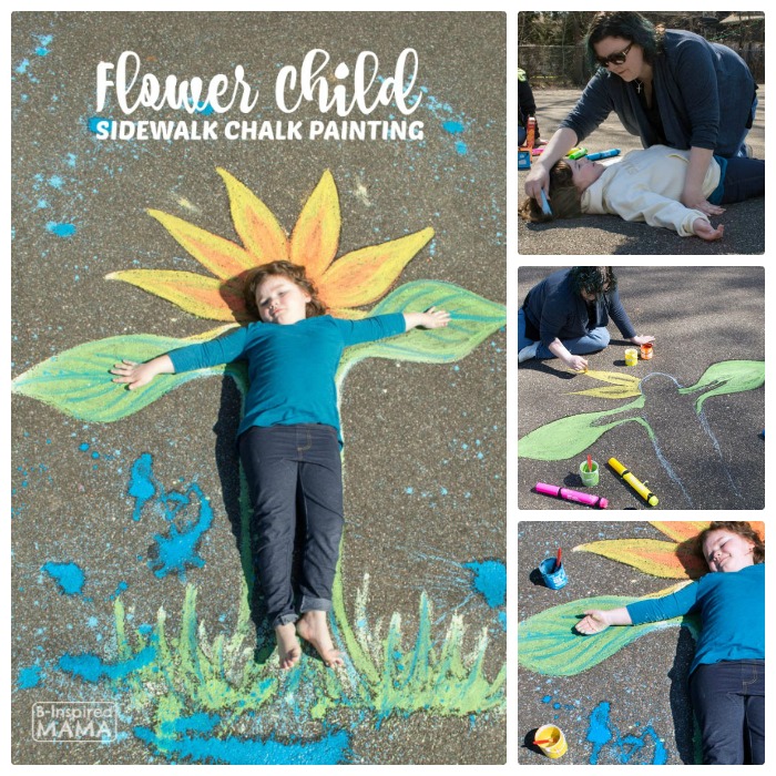 Flower Child Sidwalk Chalk Art - A Creative Photo Op for the Kids - at B-Inspired Mama
