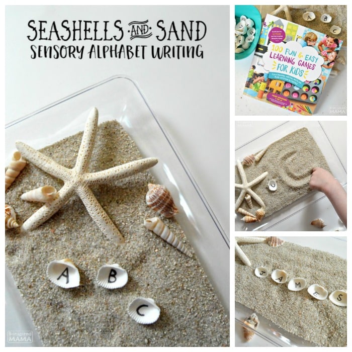 Learning the Alphabet with Seashells and Sand Sensory Writing - at B-Inspired Mama