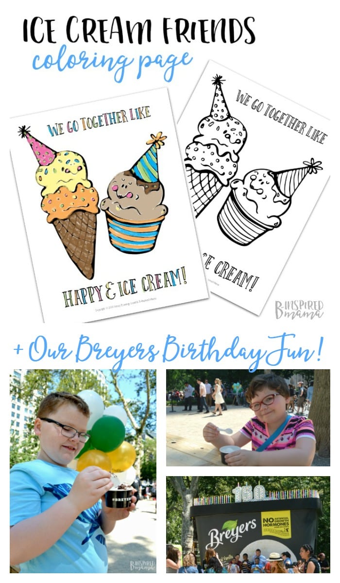 A Happy Ice Cream Coloring Page + Our Breyers Birthday NYC Trip - at B-Inspired Mama