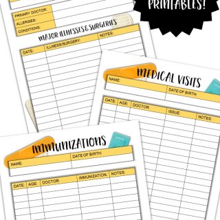 Get Organized for Back to School - Free Medical History Form Printables - for Tracking Kids Doctors Visits, Health Information, and Vaccinations - a Free Download at B-Inspired Mama