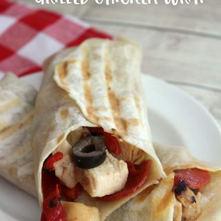 An Easy Italian Antipasto Grilled Chicken Wrap Recipe - perfect for a summer family lunch or dinner - at B-Inspired Mama