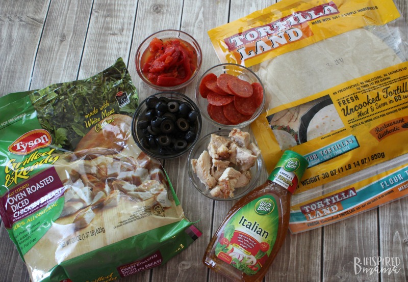 An Easy Italian Antipasto Grilled Chicken Wrap Recipe - perfect for a summer family lunch or dinner - with easy ingredients - at B-Inspired Mama