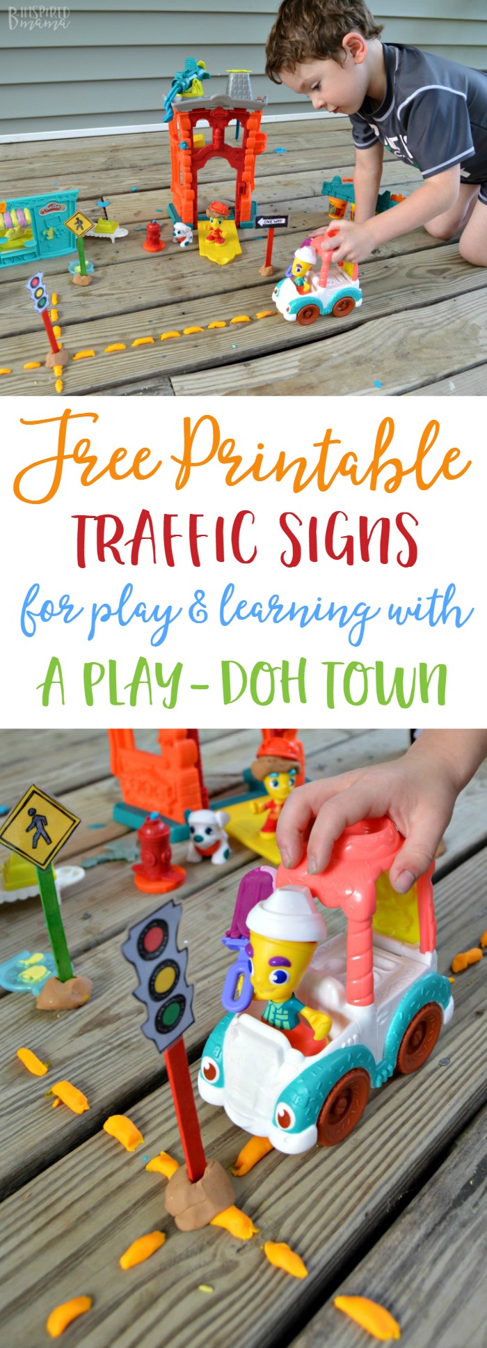 Free Printable Traffic Signs for Play and Learning - with PLAY-DOH Town Playsets - from B-Inspired Mama