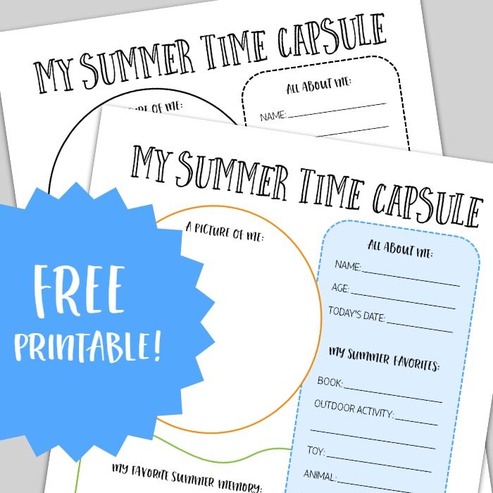 A Summer Time Capsule Printable for Capturing Kids Summer Memories - at B-Inspired Mama