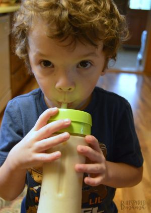 JC and his Vanilla Peanut Butter Smoothie - at B-Inspired Mama