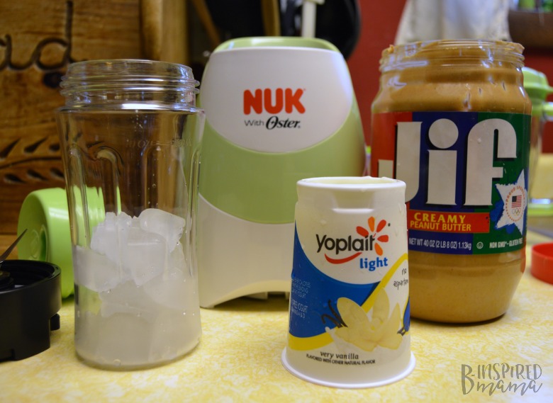 Vanilla Peanut Butter Smoothie Recipe - adding extra protein from yogurt and healthy fats from peanut butter - at B-Inspired Mama