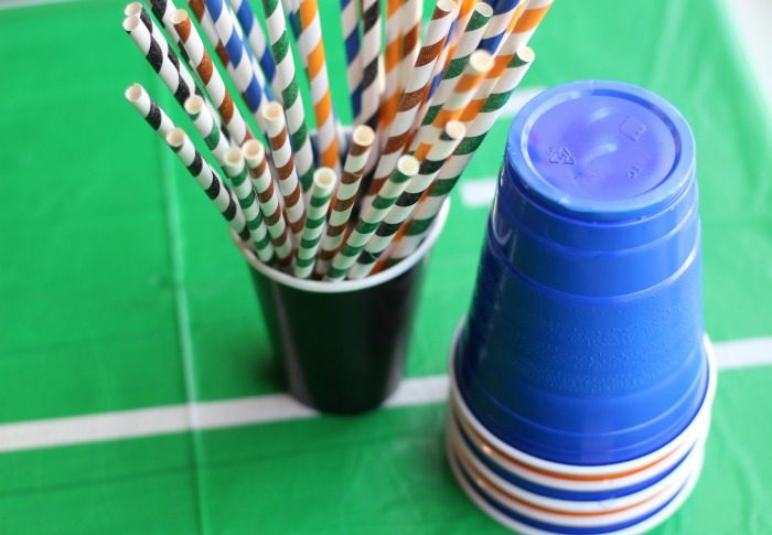 Pick straws in team colors for a festive Football Party
