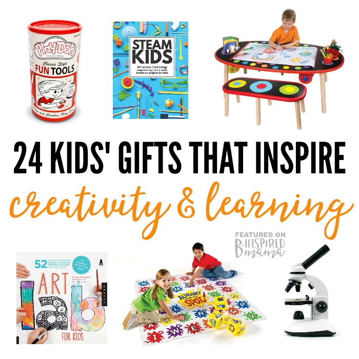 24 Kids' Gifts that Inspire Learning and Creativity - from books to STEM toys to craft kits and more - a 2016 Holiday Gift Guide from B-Inspired Mama