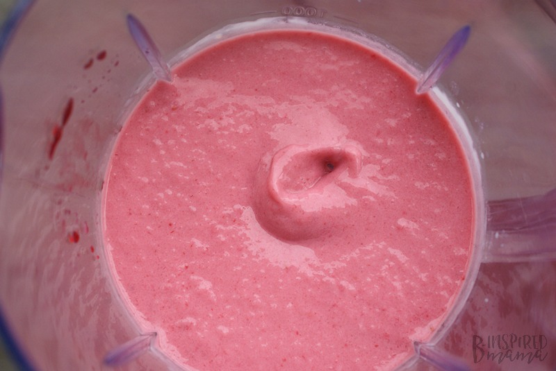 Our mango raspberry base for our Mango Razzy Berry Kids Fruit Smoothie - at B-Inspired Mama