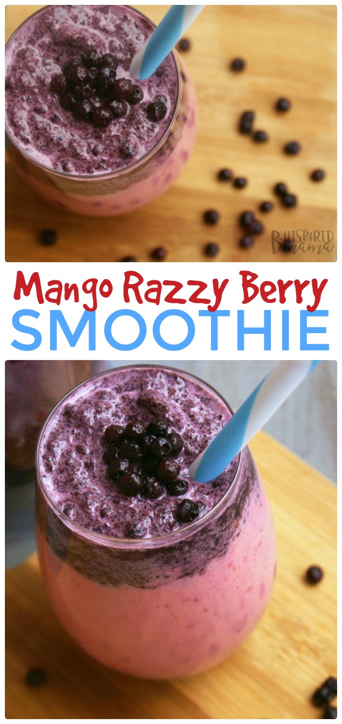 Mango Razzy Berry Fruit Smoothie - at B-Inspired Mama
