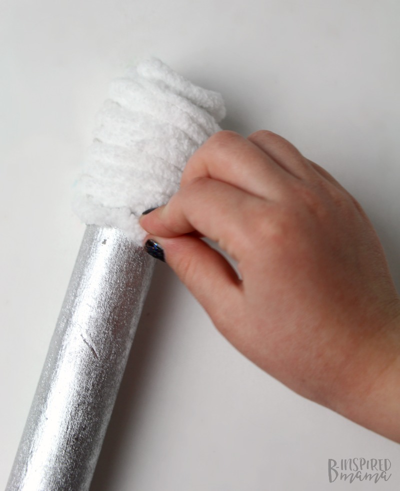 Easy DIY Kids Microphone Toy - Gluing on string