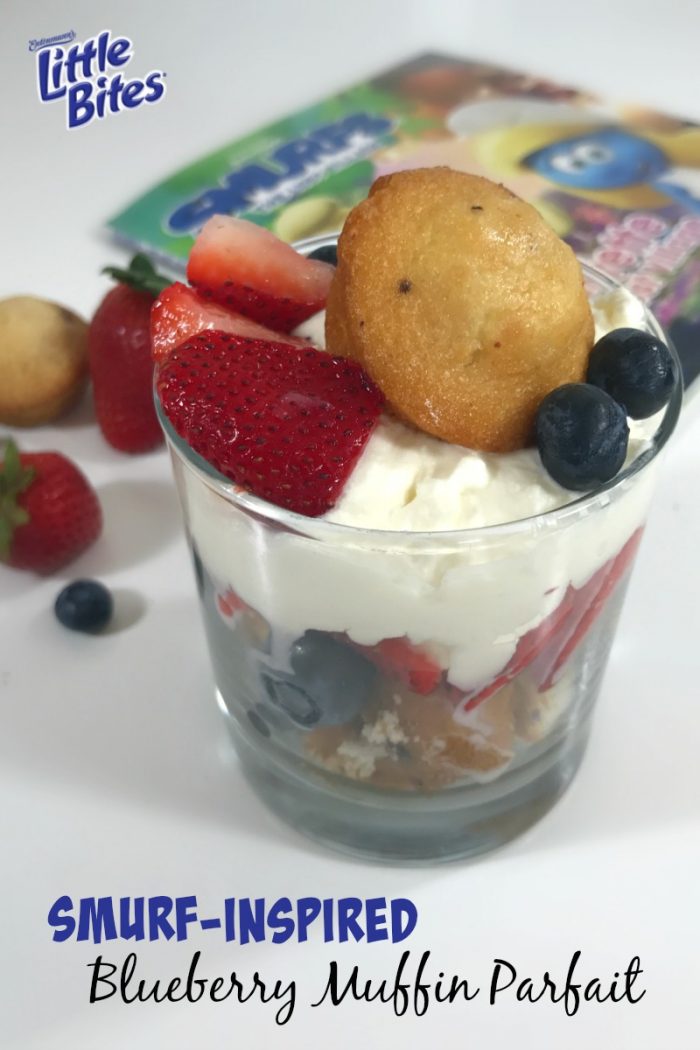 Super Fun Smurf Blueberry Muffin Parfait Recipe - Perfect for kids to make on their own