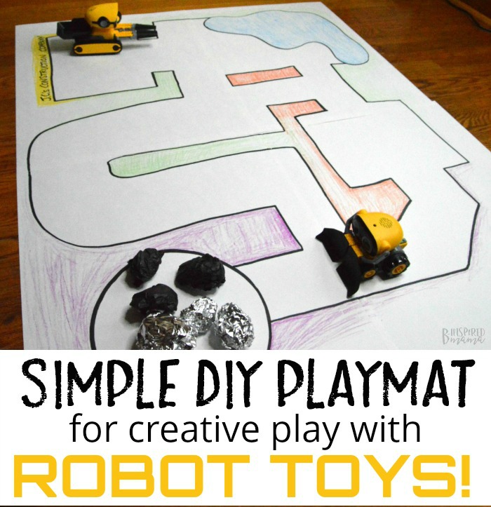 How to Make a Fun but Simple DIY Playmat for Kids Robot Toys - at B-Inspired Mama