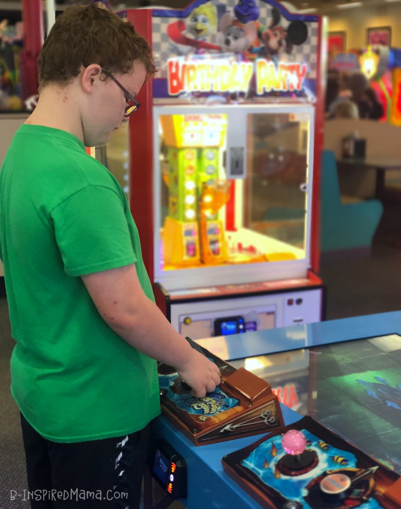 Sawyer playing a game during our Indoor Fun for Kids at Chuck E. Cheese's