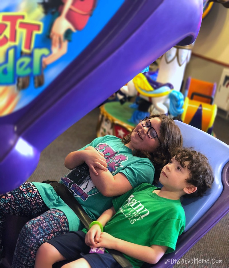 Some sibling bonding during our Indoor Fun for Kids at Chuck E. Cheese's
