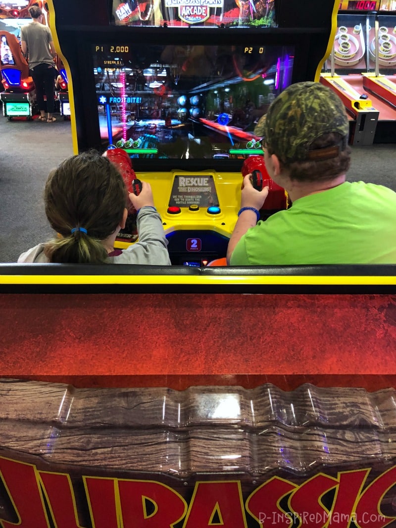 Sawyer and Priscilla playing arcade games