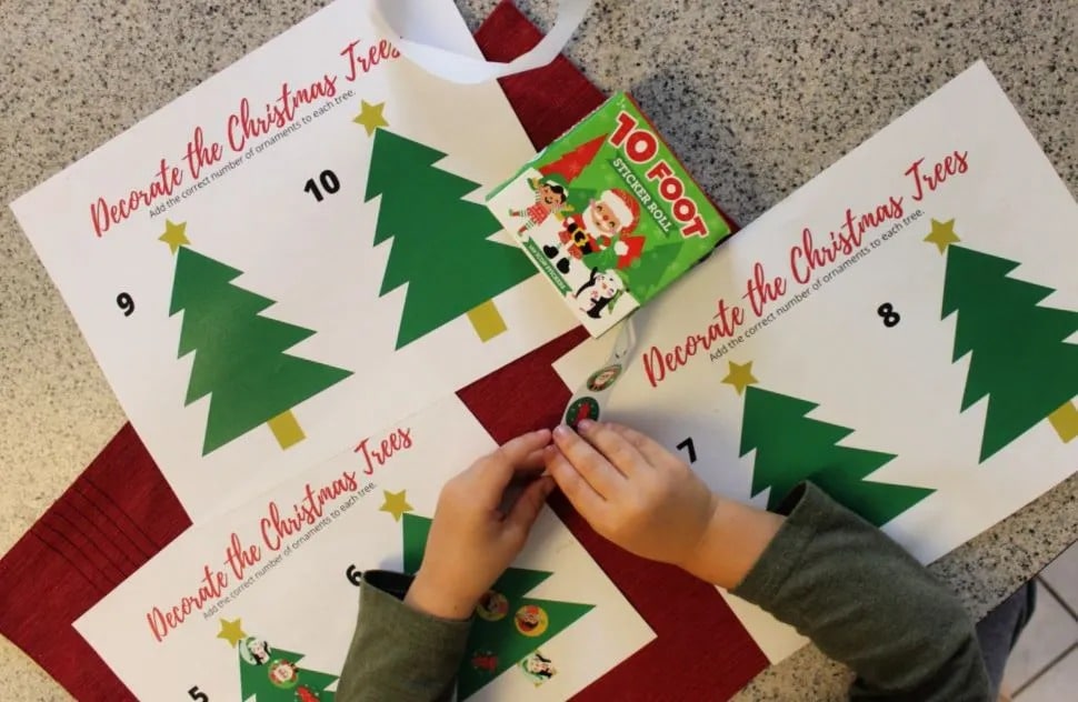 Sticker Christmas Trees Math Activity