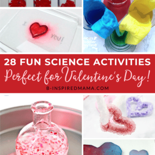 A collage of photos of fun Valentine's Day Science Experiments for kids.