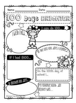 A 100th day of school printable for kids to celebrate being 100 days brighter.